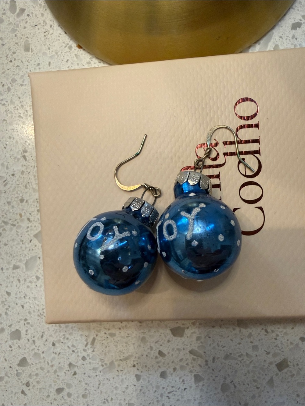 Camilla Metallic Blue 'Joy' Double Orb Drop Earrings